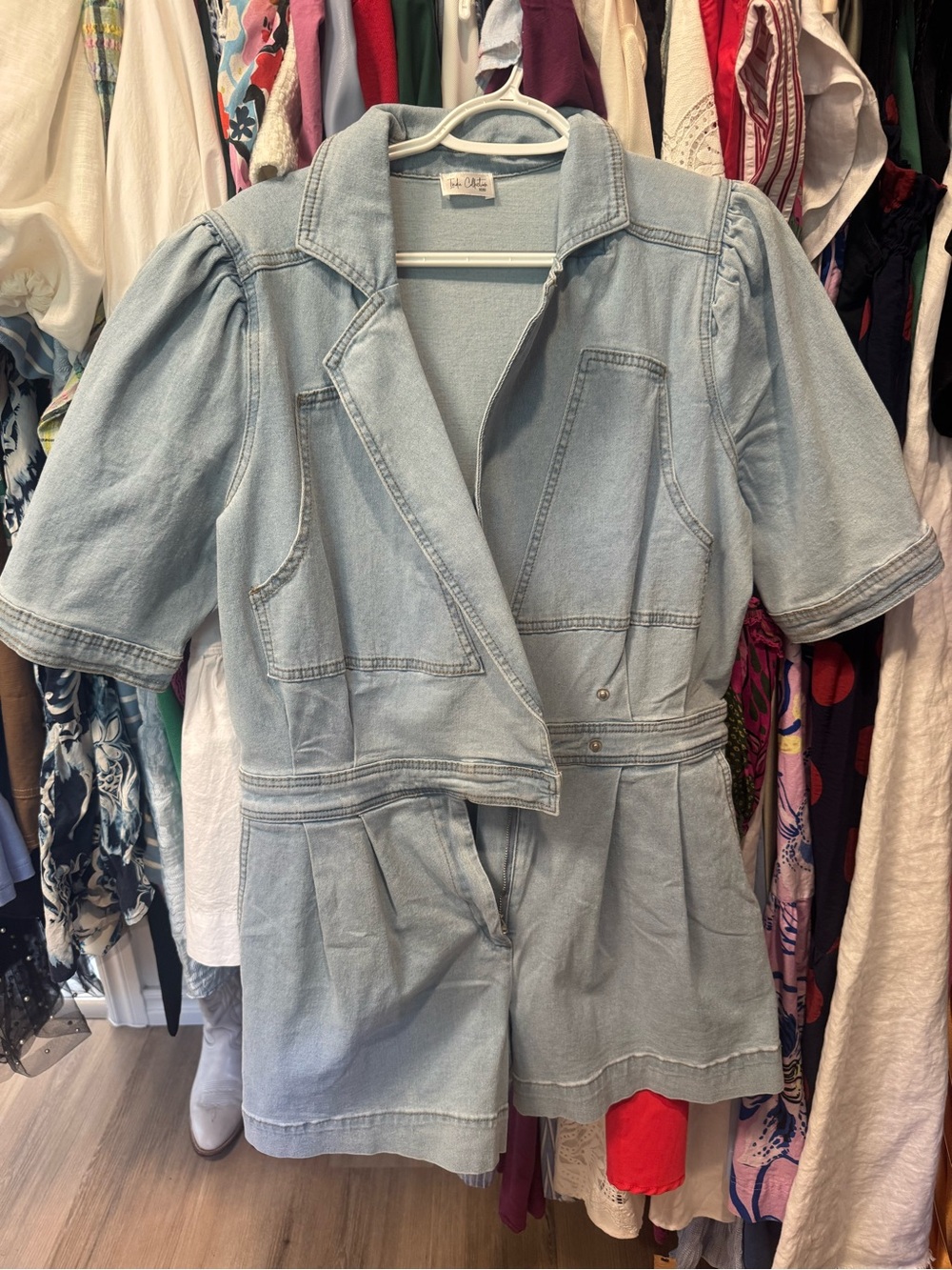 Light Blue Denim Short Jumpsuit Romper - Casual Women Dress